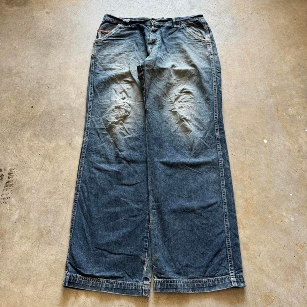 Baggy Quiksilver Wide Leg Denim Jeans Surf Summer Vintage Y2K 34x33 - Picture 4 of 7